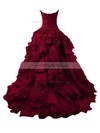 Ball Gown Sweetheart Organza Sweep Train Ruffles Burgundy Original Prom Dresses #Milly020103541