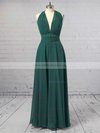 A-line V-neck Chiffon Floor-length Ruffles Prom Dresses #Milly020103580
