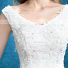 Unique A-line V-neck Tulle Asymmetrical Appliques Lace High Low Wedding Dresses #Milly00022859