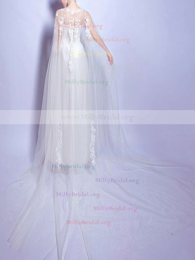 A-line Scoop Neck Tulle Floor-length Appliques Lace Fabulous Wedding Dresses #Milly00022875