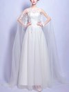A-line Scoop Neck Tulle Floor-length Appliques Lace Fabulous Wedding Dresses #Milly00022875