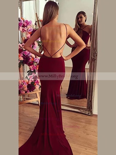 Trumpet/Mermaid V-neck Jersey Court Train Prom Dresses #Milly020103672
