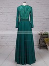A-line V-neck Chiffon Sweep Train Appliques Lace Prom Dresses #Milly020103677
