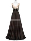 A-line Scoop Neck Satin Floor-length Appliques Lace Prom Dresses #Milly020103764