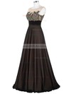 A-line Scoop Neck Satin Floor-length Appliques Lace Prom Dresses #Milly020103764