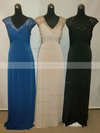 Sheath/Column V-neck Chiffon Floor-length with Criss Cross Prom Dresses #Milly020103819