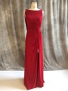 Sheath/Column Scoop Neck Tulle Chiffon Sweep Train with Split Front Prom Dresses #Milly020104116