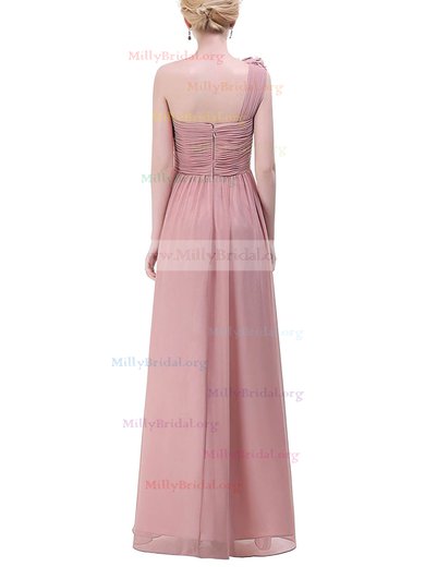 Empire One Shoulder Chiffon Floor-length with Flower(s) Bridesmaid Dresses #Milly01013374