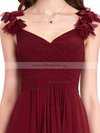 A-line V-neck Chiffon Floor-length with Flower(s) Bridesmaid Dresses #Milly01013393
