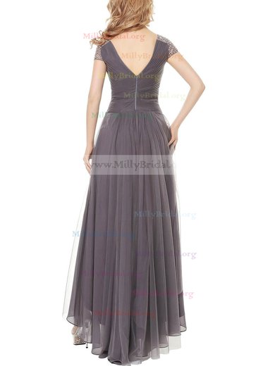 A-line V-neck Tulle Asymmetrical with Beading Bridesmaid Dresses #Milly01013401