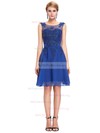 A-line Scoop Neck Chiffon Tulle Short/Mini with Appliques Lace Bridesmaid Dresses #Milly01013404