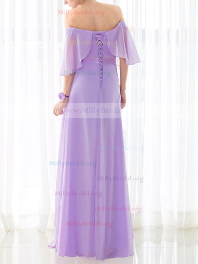 A-line Off-the-shoulder Chiffon Floor-length with Sashes / Ribbons Bridesmaid Dresses #Milly01013433