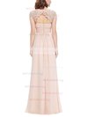 A-line Scoop Neck Lace Chiffon Floor-length with Pleats Bridesmaid Dresses #Milly01013437