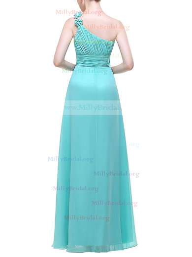 A-line One Shoulder Chiffon Floor-length with Flower(s) Bridesmaid Dresses #Milly01013444