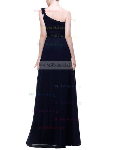 A-line One Shoulder Chiffon Floor-length with Flower(s) Bridesmaid Dresses #Milly01013445