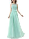 A-line Scoop Neck Chiffon Floor-length with Lace Bridesmaid Dresses #Milly01013459
