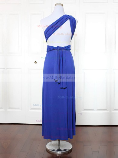 A-line One Shoulder Jersey Ankle-length with Ruffles Bridesmaid Dresses #Milly01013149
