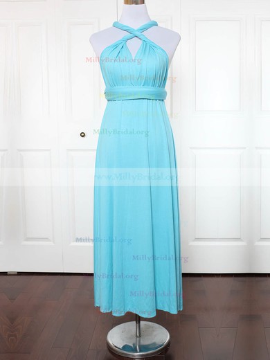A-line V-neck Jersey Ankle-length with Ruffles Bridesmaid Dresses #Milly01013150