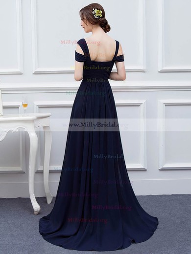 A-line V-neck Chiffon Sweep Train with Split Front Bridesmaid Dresses #Milly01013426