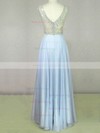 A-line Scoop Neck Chiffon Floor-length Beading Prom Dresses #Milly020104210