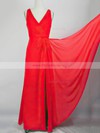 A-line V-neck Chiffon Floor-length Ruffles Prom Dresses #Milly020104238
