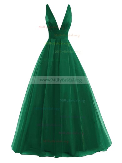 Ball Gown V-neck Organza Floor-length Prom Dresses #Milly020104367