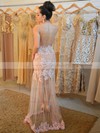 Trumpet/Mermaid Scoop Neck Tulle Floor-length Appliques Lace Prom Dresses #Milly020104424