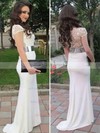 Trumpet/Mermaid Scoop Neck Jersey Sweep Train Sashes / Ribbons Prom Dresses #Milly020104460