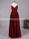 A-line V-neck Lace Chiffon Floor-length with Ruffles Prom Dresses #Milly020104475