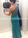 Sheath/Column One Shoulder Chiffon Floor-length Lace Prom Dresses #Milly020104494