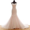 Trumpet/Mermaid Scoop Neck Tulle Sweep Train with Appliques Lace Wedding Dresses #Milly00023036