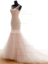Trumpet/Mermaid Scoop Neck Tulle Sweep Train with Appliques Lace Wedding Dresses #Milly00023036