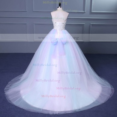 Ball Gown Sweetheart Tulle Court Train with Beading Wedding Dresses #Milly00023049