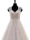 Ball Gown V-neck Tulle Sweep Train with Appliques Lace Wedding Dresses #Milly00023053