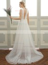 A-line V-neck Tulle Sweep Train with Lace Wedding Dresses #Milly00023057