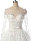 Ball Gown Scoop Neck Tulle Court Train with Beading Wedding Dresses #Milly00023089