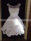 A-line Scoop Neck Tulle Short/Mini Appliques Lace Prom Dresses #Milly020104126