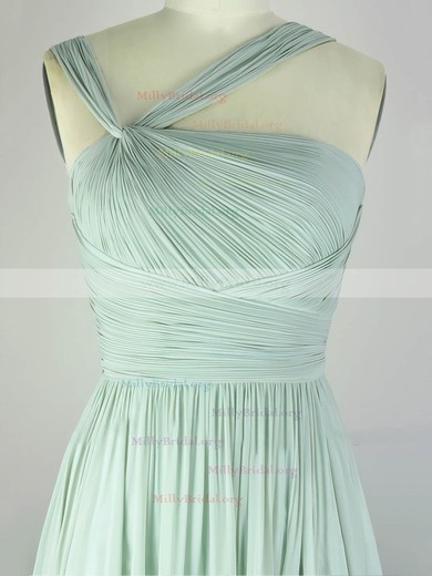 A-line V-neck Chiffon Floor-length Pleats Prom Dresses #Milly020104298