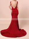 Trumpet/Mermaid Scoop Neck Jersey Sweep Train Prom Dresses #Milly020104557