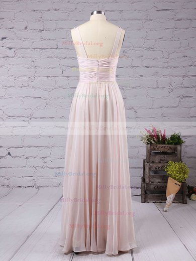 A-line V-neck Chiffon Floor-length Beading Prom Dresses #Milly020104563