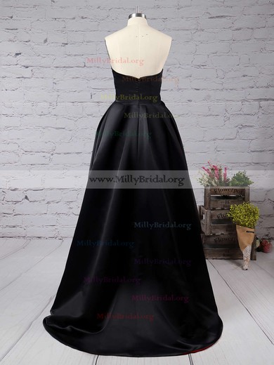 Ball Gown Strapless Satin Asymmetrical Embroidered Prom Dresses #Milly020104574