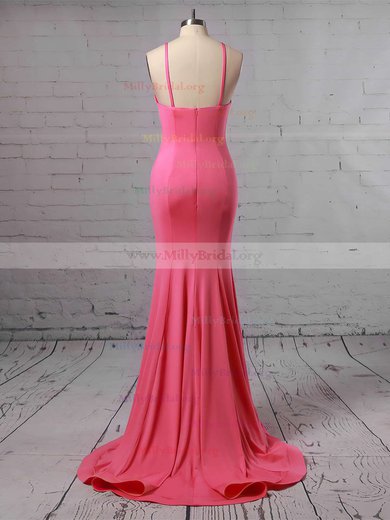 Trumpet/Mermaid Scoop Neck Jersey Sweep Train Prom Dresses #Milly020104907