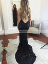 Trumpet/Mermaid Halter Sequined Sweep Train Prom Dresses #Milly020104806