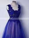 Princess Scalloped Neck Tulle Floor-length Appliques Lace Prom Dresses #Milly020105008