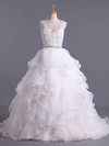 Ball Gown V-neck Organza Court Train Lace Wedding Dresses #Milly00023115