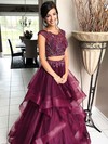Princess Scoop Neck Organza Tulle Floor-length Beading Prom Dresses #Milly020105164