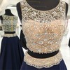 Princess Scoop Neck Satin Tulle Sweep Train Beading Prom Dresses #Milly020105228