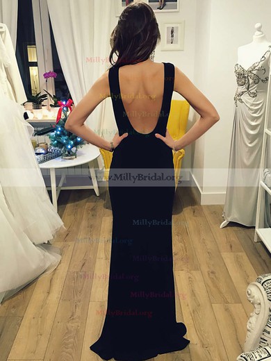 Sheath/Column Scoop Neck Jersey Floor-length Prom Dresses #Milly020105257