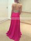 A-line Scoop Neck Chiffon Floor-length Beading Prom Dresses #Milly020105346