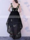A-line Scoop Neck Tulle Asymmetrical Appliques Lace Prom Dresses #Milly020105373